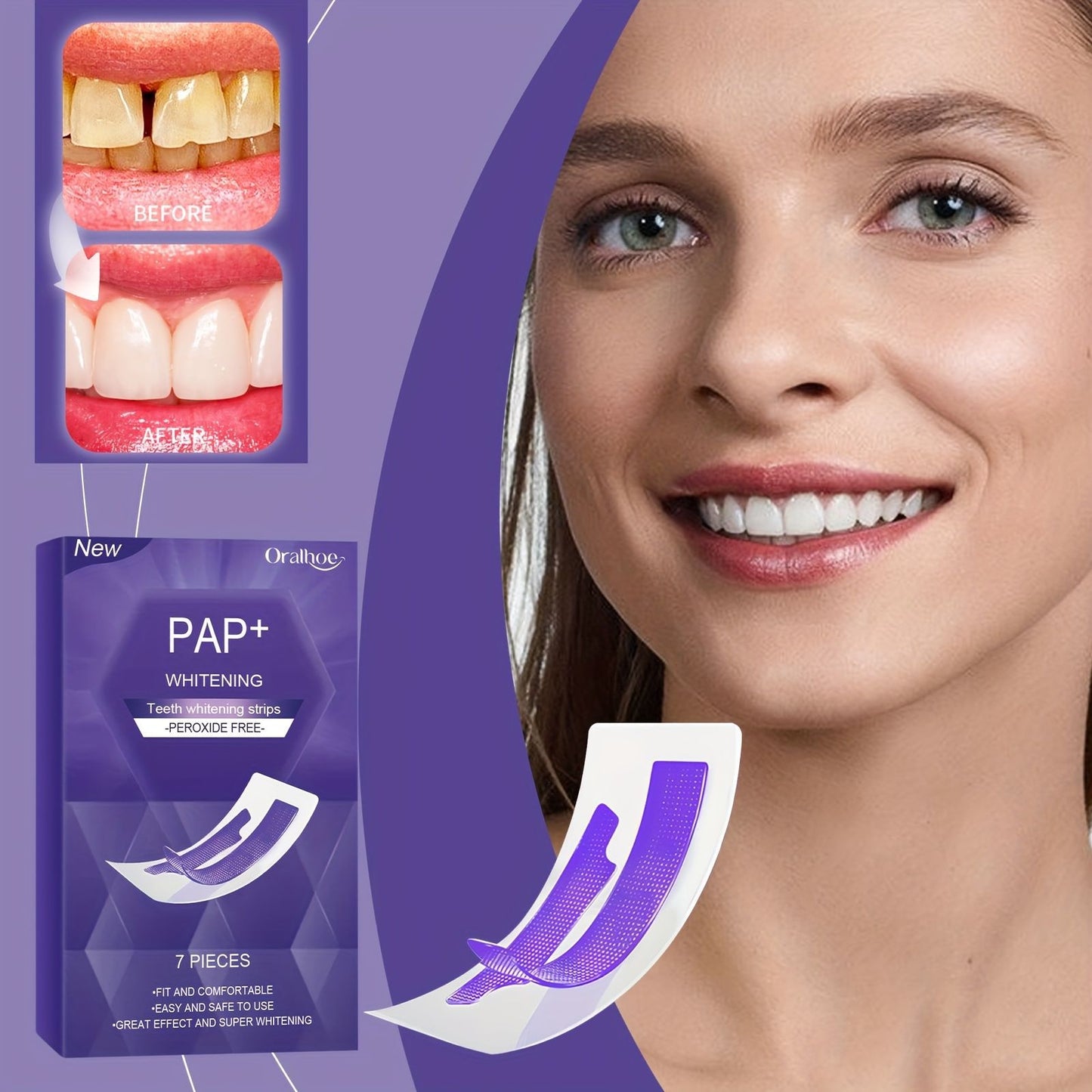 Purple Whitening Strips — 7-Day Smile Transformation (Sensitivity-Free)